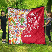 Mexico Christmas Quilt with Butterfly Cactus and Colorful Floral Folk Art - Wonder Print Shop
