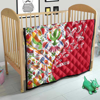 Mexico Christmas Quilt with Butterfly Cactus and Colorful Floral Folk Art - Wonder Print Shop