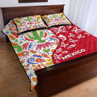 Mexico Christmas Quilt Bed Set with Butterfly Cactus and Colorful Floral Folk Art - Wonder Print Shop