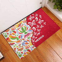 Mexico Christmas Rubber Doormat with Butterfly Cactus and Colorful Floral Folk Art - Wonder Print Shop