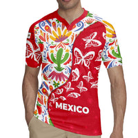 Mexico Christmas Rugby Jersey with Butterfly Cactus and Colorful Floral Folk Art - Wonder Print Shop
