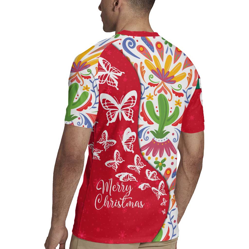 Mexico Christmas Rugby Jersey with Butterfly Cactus and Colorful Floral Folk Art - Wonder Print Shop