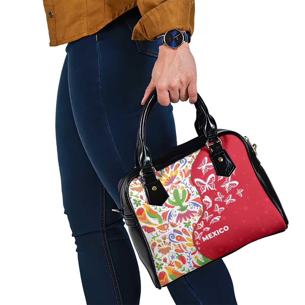 Mexico Christmas Shoulder Handbag with Butterfly Cactus and Colorful Floral Folk Art - Wonder Print Shop