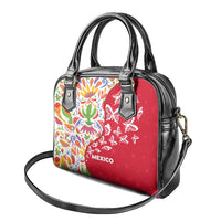 Mexico Christmas Shoulder Handbag with Butterfly Cactus and Colorful Floral Folk Art - Wonder Print Shop