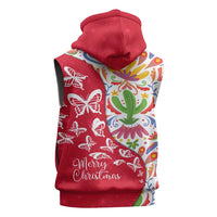 Mexico Christmas Sleeveless Zip Hoodie with Butterfly Cactus and Colorful Floral Folk Art - Wonder Print Shop