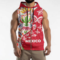Mexico Christmas Sleeveless Zip Hoodie with Butterfly Cactus and Colorful Floral Folk Art - Wonder Print Shop
