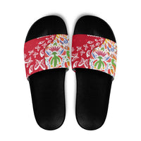 Mexico Christmas Slide Sandals with Butterfly Cactus and Colorful Floral Folk Art - Wonder Print Shop