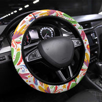 Mexico Christmas Steering Wheel Cover with Butterfly Cactus and Colorful Floral Folk Art - Wonder Print Shop