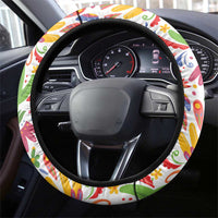 Mexico Christmas Steering Wheel Cover with Butterfly Cactus and Colorful Floral Folk Art - Wonder Print Shop