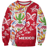 Mexico Christmas Sweatshirt with Butterfly Cactus and Colorful Floral Folk Art - Wonder Print Shop