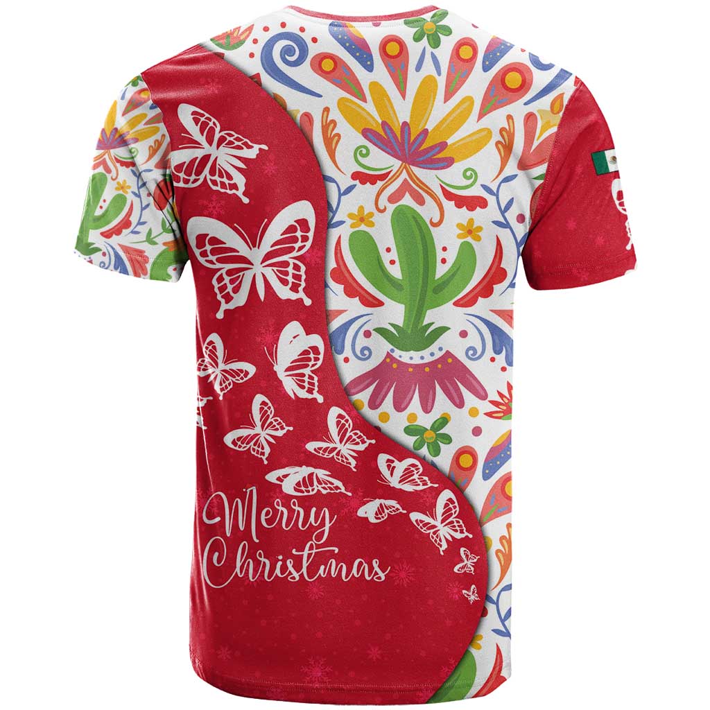 Mexico Christmas T Shirt with Butterfly Cactus and Colorful Floral Folk Art - Wonder Print Shop