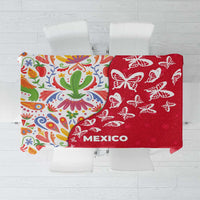 Mexico Christmas Tablecloth with Butterfly Cactus and Colorful Floral Folk Art - Wonder Print Shop