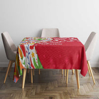 Mexico Christmas Tablecloth with Butterfly Cactus and Colorful Floral Folk Art - Wonder Print Shop