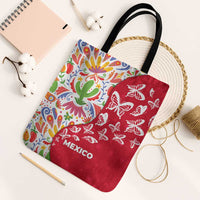 Mexico Christmas Tote Bag with Butterfly Cactus and Colorful Floral Folk Art - Wonder Print Shop