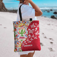 Mexico Christmas Tote Bag with Butterfly Cactus and Colorful Floral Folk Art - Wonder Print Shop