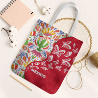 Mexico Christmas Tote Bag with Butterfly Cactus and Colorful Floral Folk Art - Wonder Print Shop