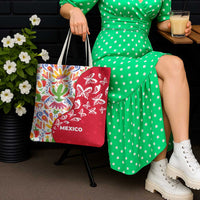 Mexico Christmas Tote Bag with Butterfly Cactus and Colorful Floral Folk Art - Wonder Print Shop