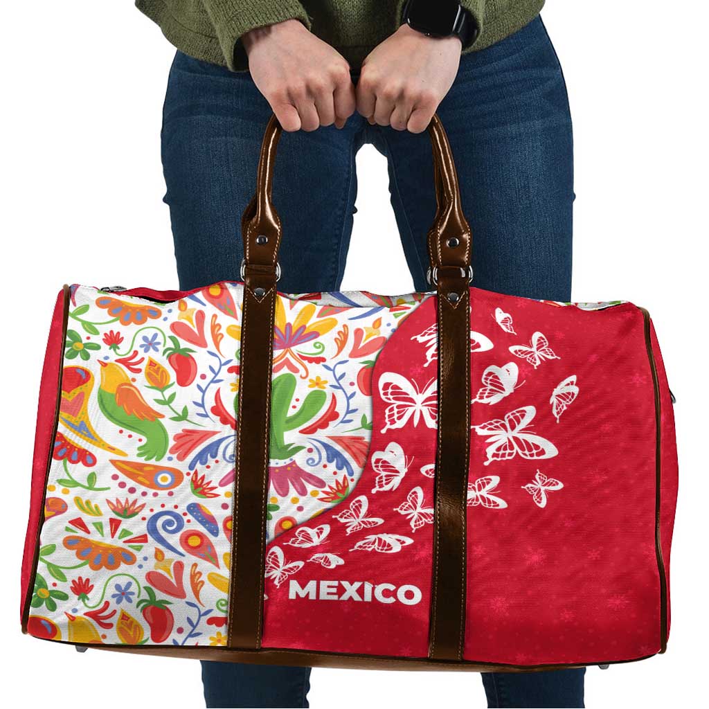Mexico Christmas Travel Bag with Butterfly Cactus and Colorful Floral Folk Art - Wonder Print Shop
