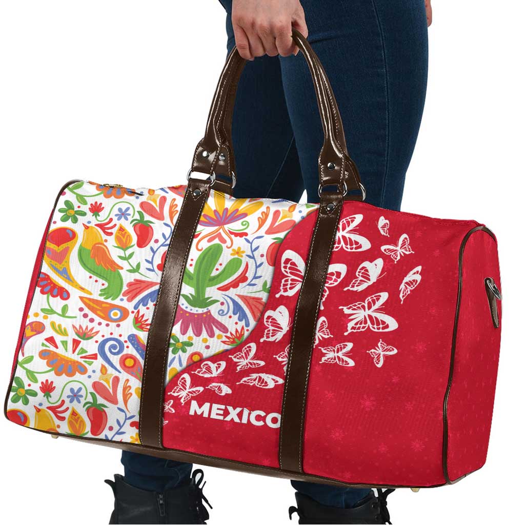 Mexico Christmas Travel Bag with Butterfly Cactus and Colorful Floral Folk Art - Wonder Print Shop