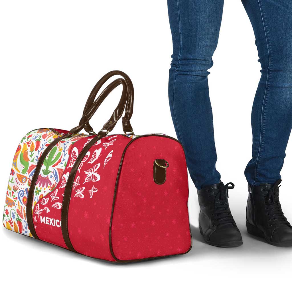 Mexico Christmas Travel Bag with Butterfly Cactus and Colorful Floral Folk Art - Wonder Print Shop