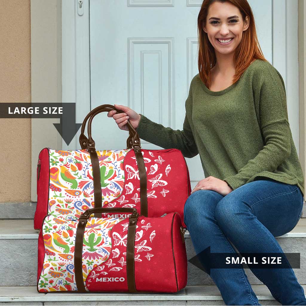 Mexico Christmas Travel Bag with Butterfly Cactus and Colorful Floral Folk Art - Wonder Print Shop