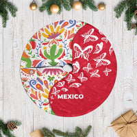 Mexico Christmas Tree Skirt with Butterfly Cactus and Colorful Floral Folk Art - Wonder Print Shop