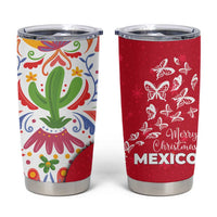 Mexico Christmas Tumbler Cup with Butterfly Cactus and Colorful Floral Folk Art - Wonder Print Shop