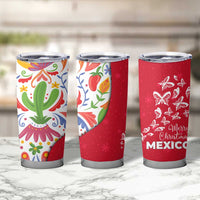 Mexico Christmas Tumbler Cup with Butterfly Cactus and Colorful Floral Folk Art - Wonder Print Shop