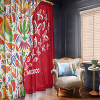 Mexico Christmas Window Curtain with Butterfly Cactus and Colorful Floral Folk Art - Wonder Print Shop