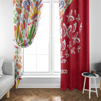 Mexico Christmas Window Curtain with Butterfly Cactus and Colorful Floral Folk Art - Wonder Print Shop