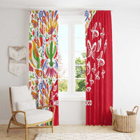 Mexico Christmas Window Curtain with Butterfly Cactus and Colorful Floral Folk Art - Wonder Print Shop