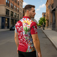 Mexico Christmas Zipper Polo Shirt with Butterfly Cactus and Colorful Floral Folk Art - Wonder Print Shop