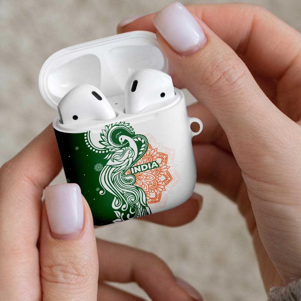 India Christmas AirPods Case with Peacock Mandala Pattern and Tricolor Design - Wonder Print Shop