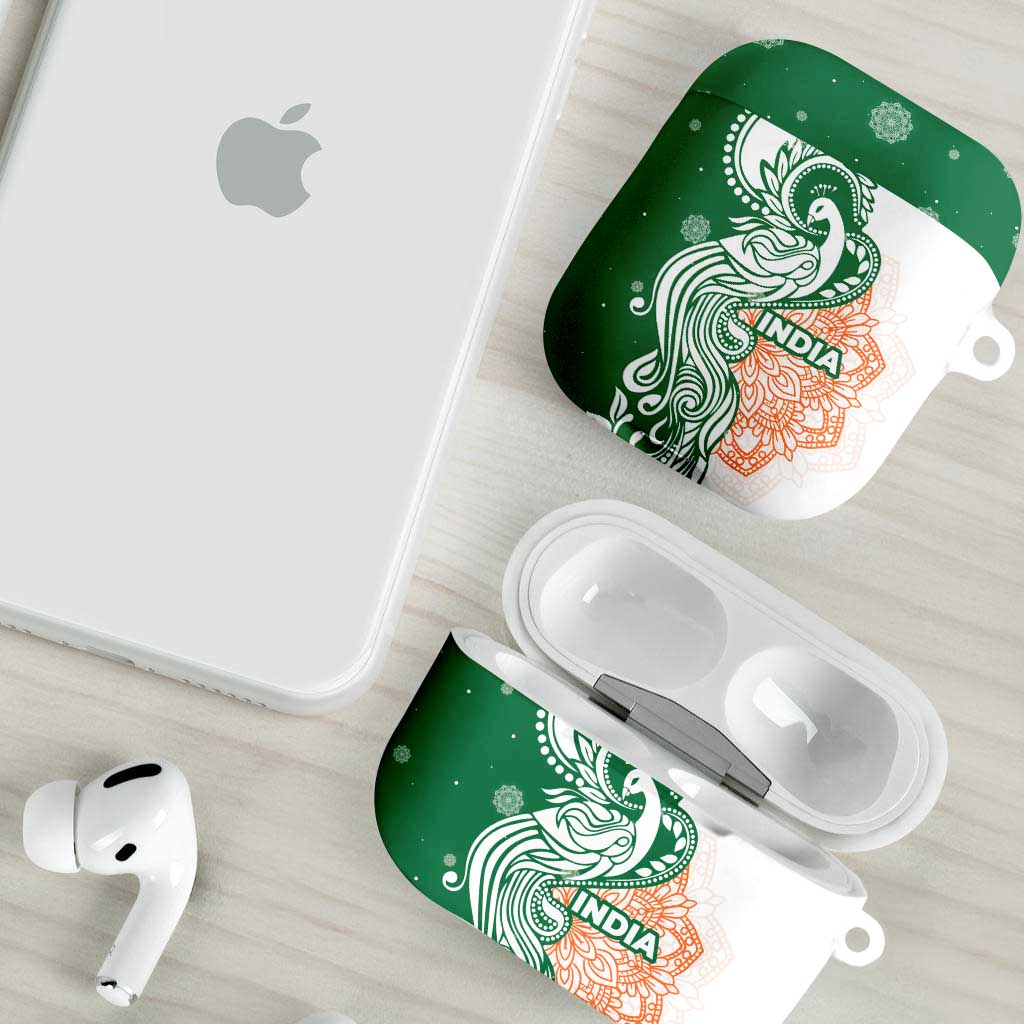India Christmas AirPods Case with Peacock Mandala Pattern and Tricolor Design - Wonder Print Shop