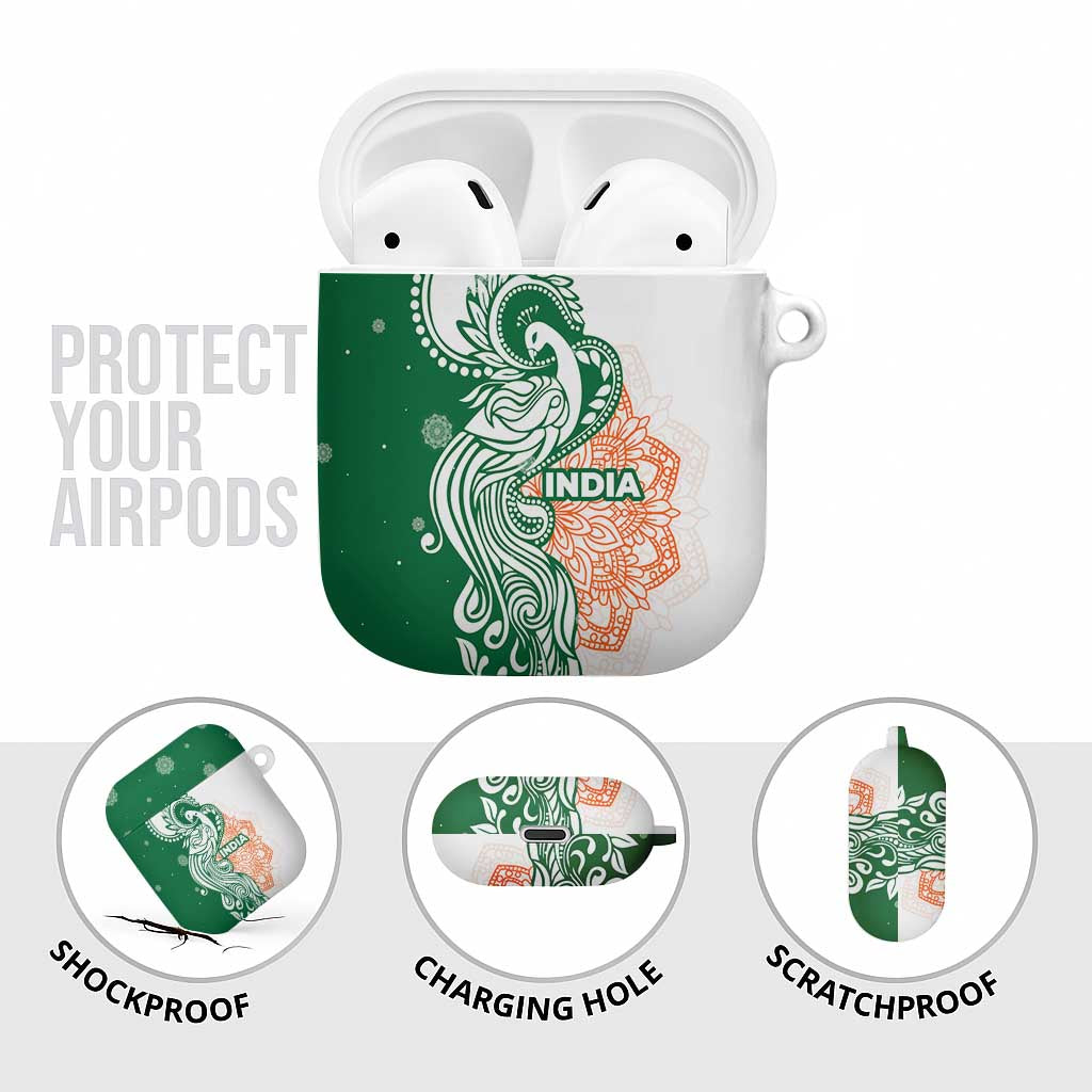 India Christmas AirPods Case with Peacock Mandala Pattern and Tricolor Design - Wonder Print Shop