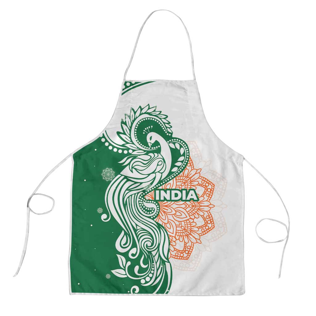 India Christmas Apron with Peacock Mandala Pattern and Tricolor Design - Wonder Print Shop
