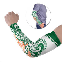 India Christmas Arm Sleeves with Peacock Mandala Pattern and Tricolor Design - Wonder Print Shop