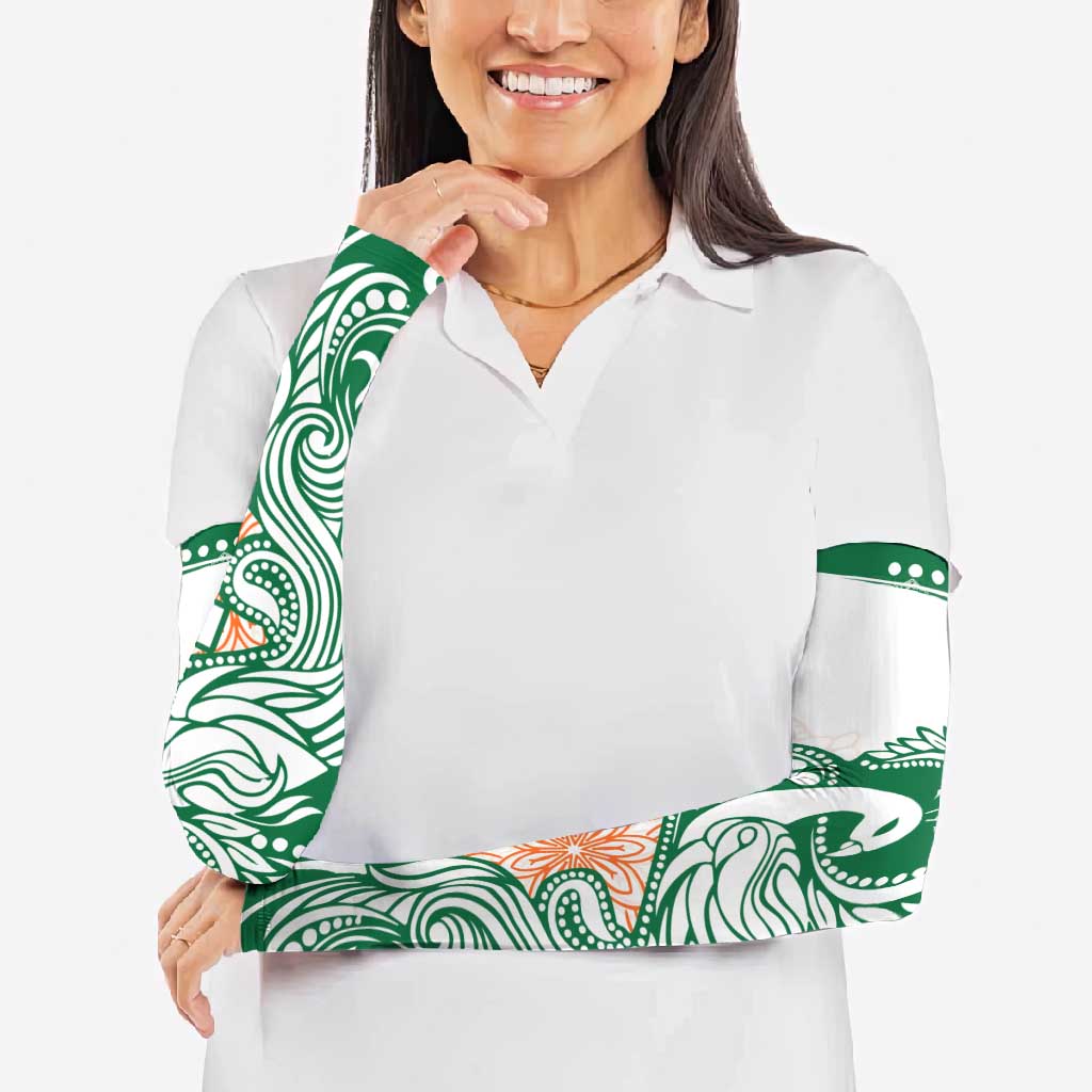 India Christmas Arm Sleeves with Peacock Mandala Pattern and Tricolor Design - Wonder Print Shop