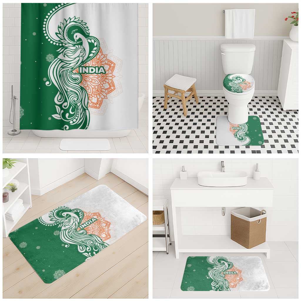 India Christmas Bathroom Set with Peacock Mandala Pattern and Tricolor Design - Wonder Print Shop