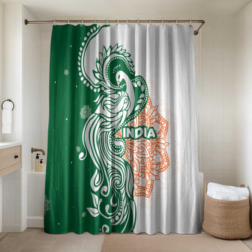 India Christmas Bathroom Set with Peacock Mandala Pattern and Tricolor Design - Wonder Print Shop