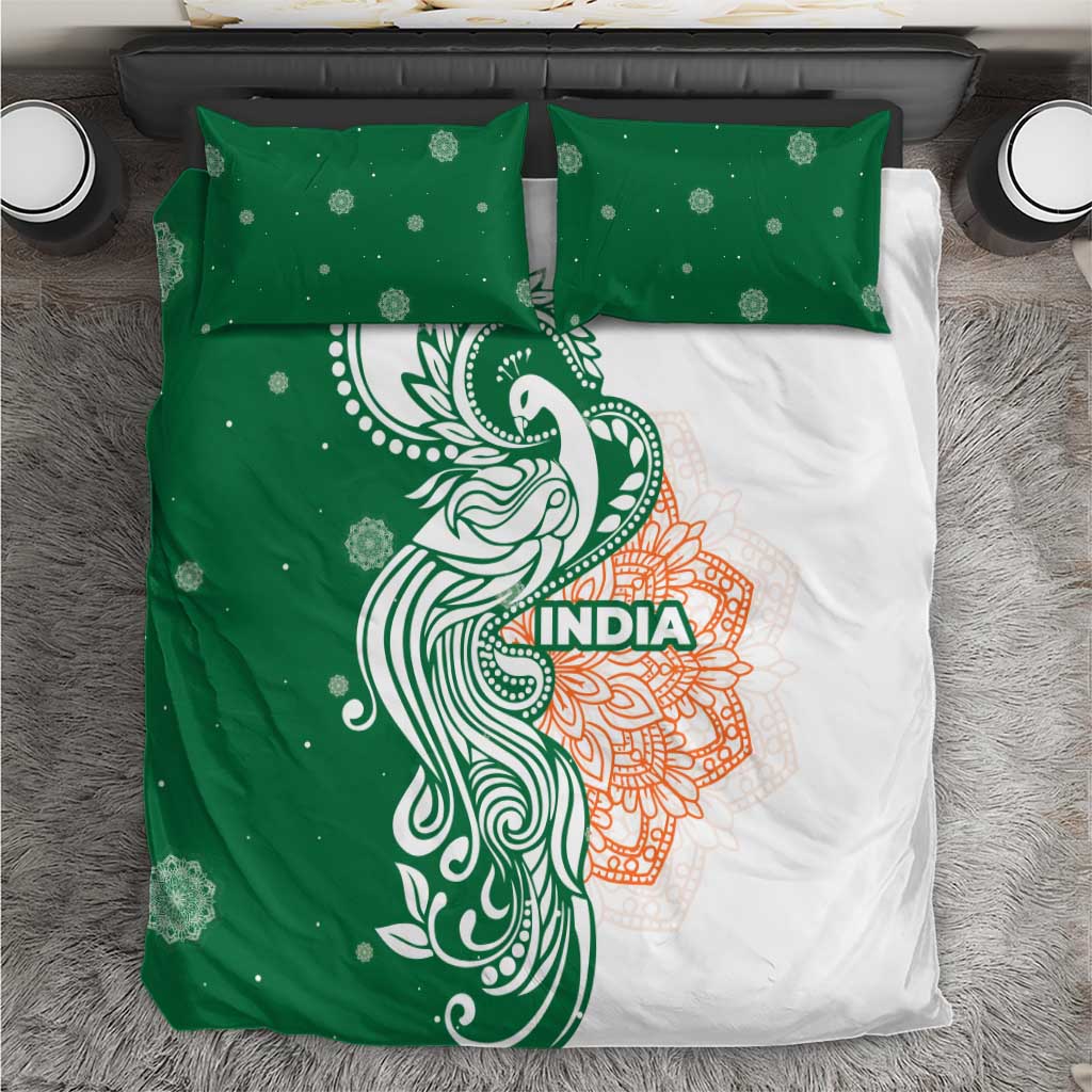 India Christmas Bedding Set with Peacock Mandala Pattern and Tricolor Design - Wonder Print Shop