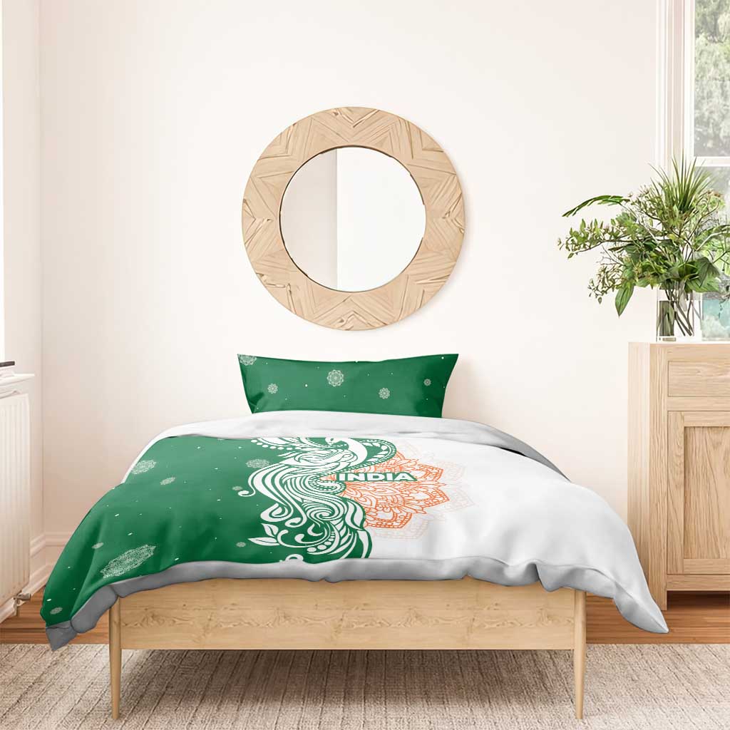 India Christmas Bedding Set with Peacock Mandala Pattern and Tricolor Design - Wonder Print Shop