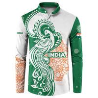India Christmas Button Sweatshirt with Peacock Mandala Pattern and Tricolor Design - Wonder Print Shop