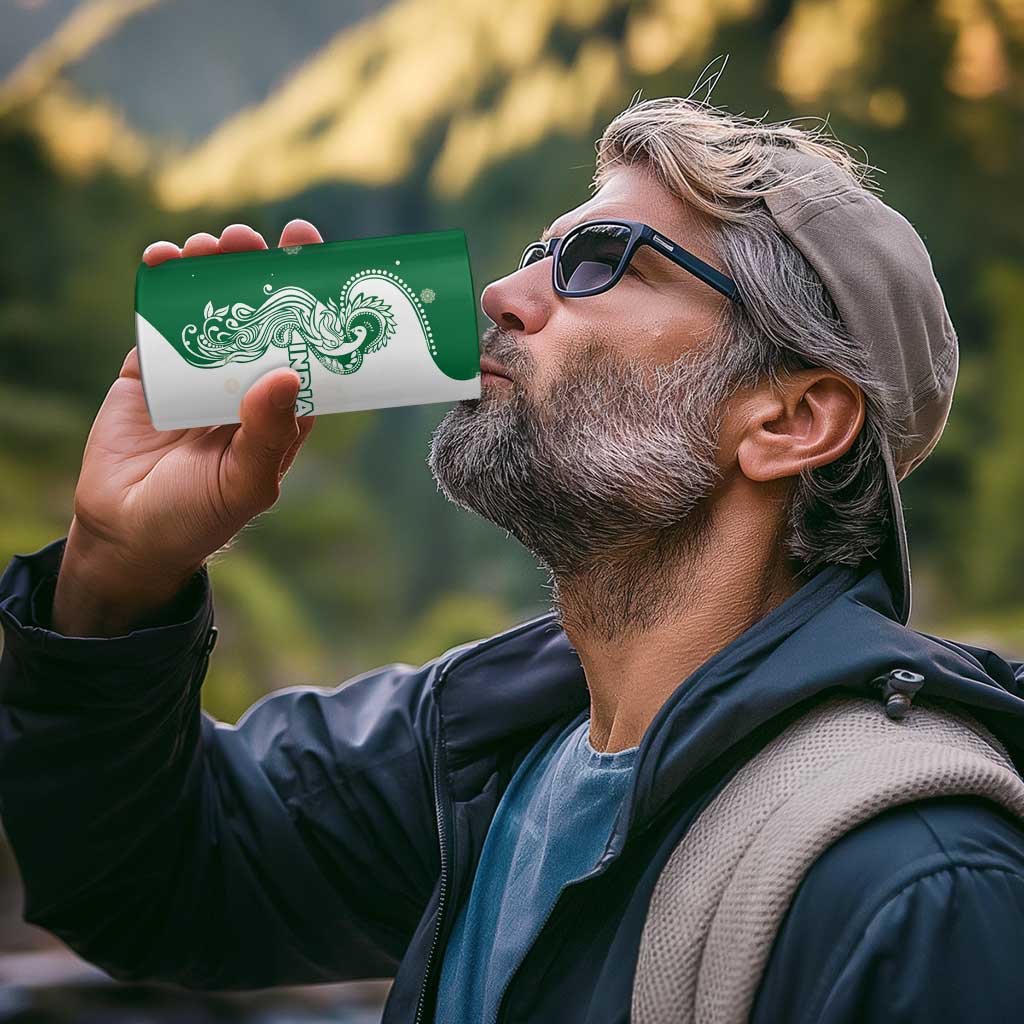 India Christmas 4 in 1 Can Cooler Tumbler with Peacock Mandala Pattern and Tricolor Design - Wonder Print Shop