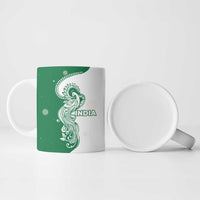 India Christmas Ceramic Mug with Peacock Mandala Pattern and Tricolor Design - Wonder Print Shop
