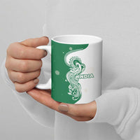 India Christmas Ceramic Mug with Peacock Mandala Pattern and Tricolor Design - Wonder Print Shop
