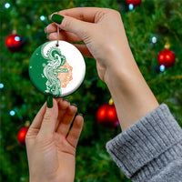 India Christmas Ceramic Ornament with Peacock Mandala Pattern and Tricolor Design - Wonder Print Shop