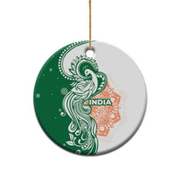 India Christmas Ceramic Ornament with Peacock Mandala Pattern and Tricolor Design - Wonder Print Shop