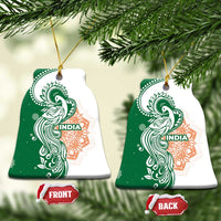 India Christmas Ceramic Ornament with Peacock Mandala Pattern and Tricolor Design - Wonder Print Shop