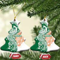 India Christmas Ceramic Ornament with Peacock Mandala Pattern and Tricolor Design - Wonder Print Shop